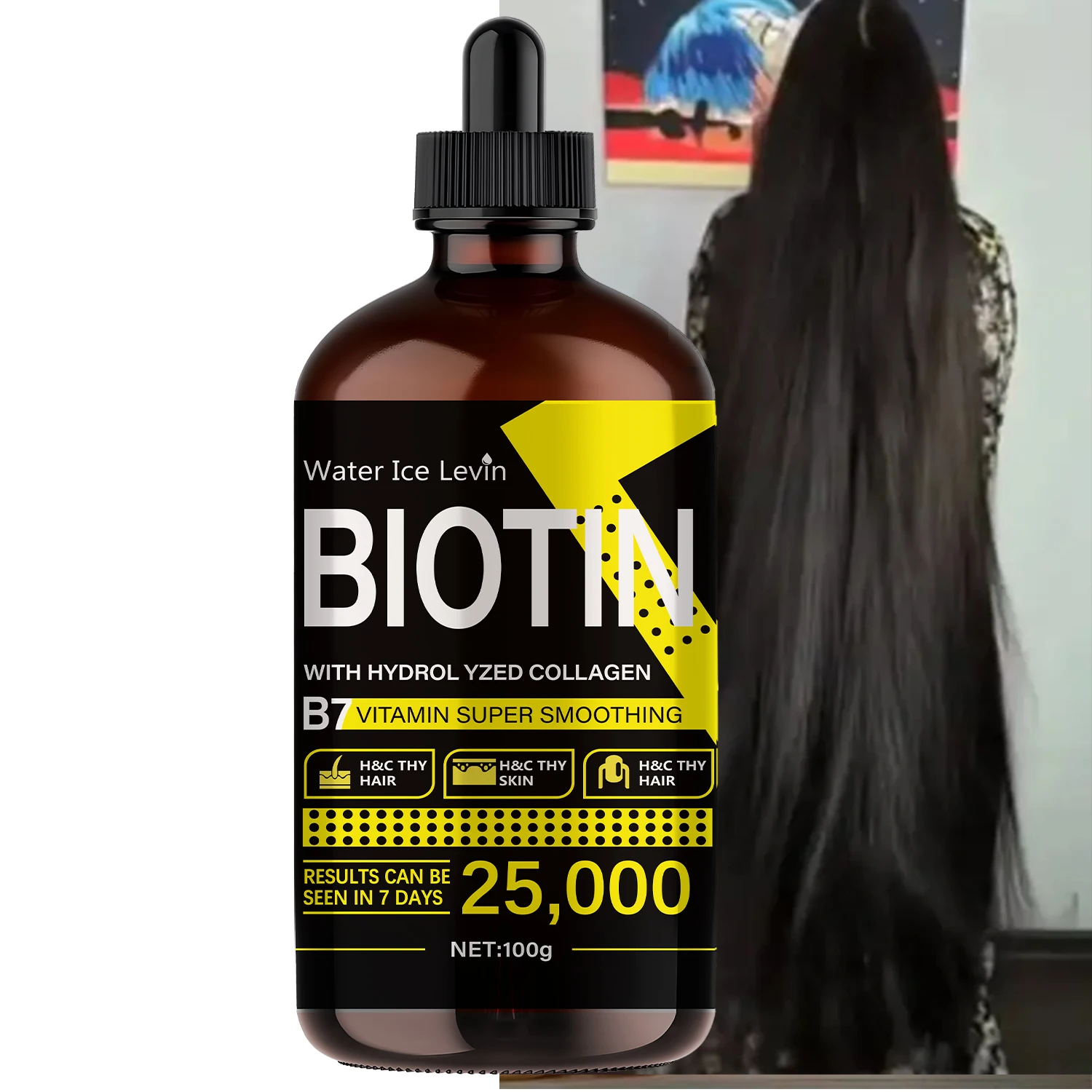 Aceite esencial para el cabello con biotina - Vitaminas líquidas puras, cuidado del cabello, cabello rejuvenecedor - Unisex