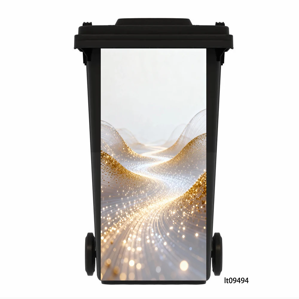 Cosmic Galaxy Nebula Trash Can Sticker, Glowing Abstract Design Waterproof Removable Outdoor Garbage Bin Decor view 5