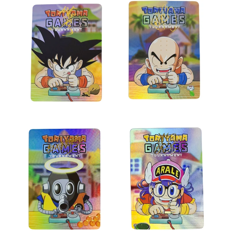 4Pcs/Set Dragon Ball Cards Son Goku Krillin Arare Video Game Anime Characters Collection Color Flash Self Made Cards Toy Gifts