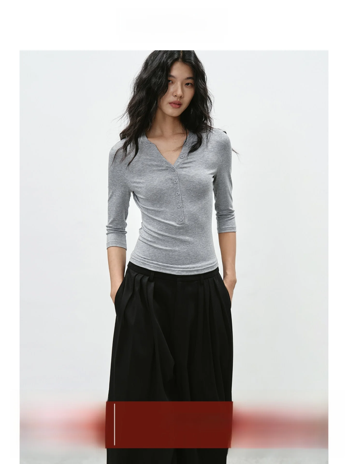 

Женская футболка EIGHTHMONTH с утягивающим эффектом на талии, рукавом 3/4, весна 2026, повседневная, комфортная, дышащая, топ