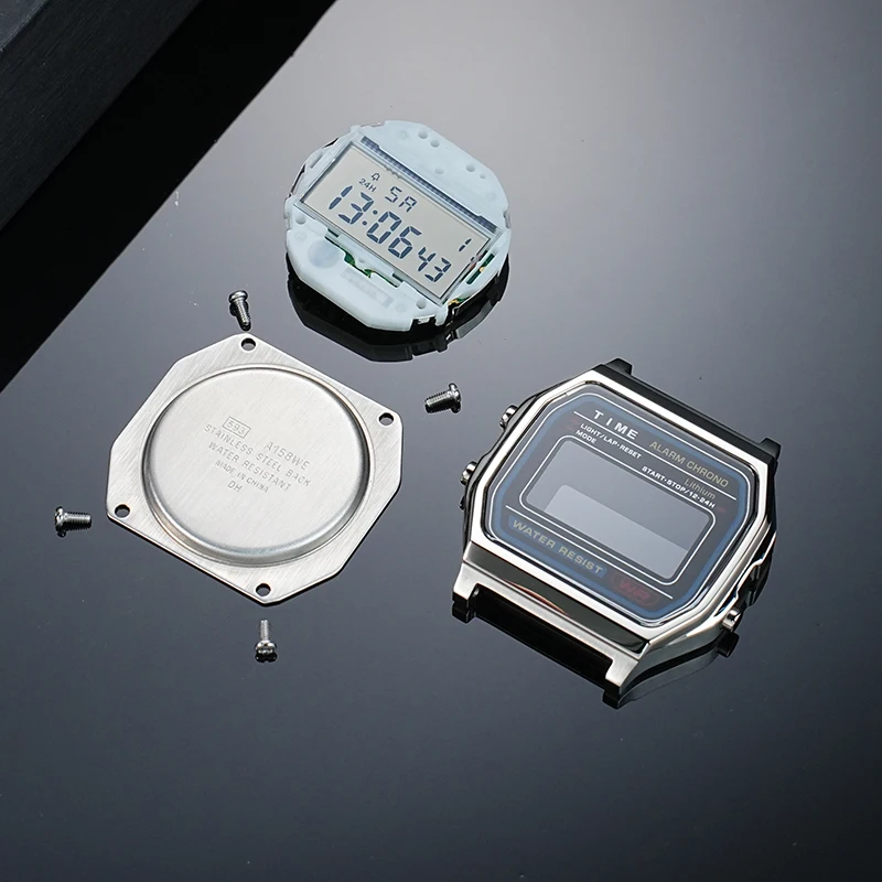 F91W Stainless Steel Case Mod Kit for Casio A158W/WE 593 A159W