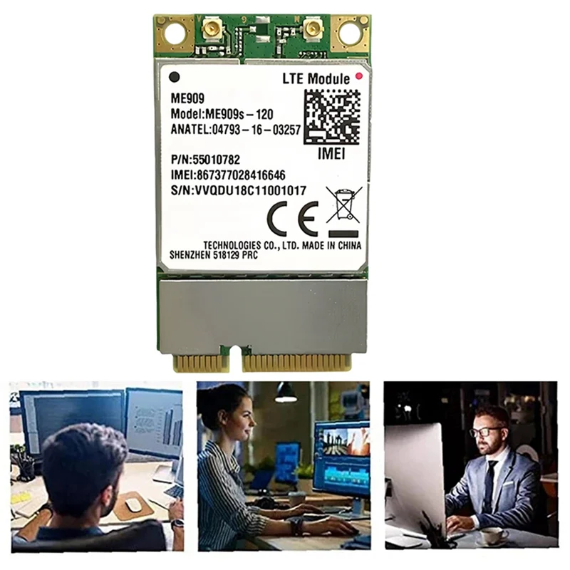 ME909S-120 وحدة Pcle 4G صغيرة + 2Xantennas LTE (FDD) 4G WCDMA GSM IPV4 IPV6 محول لاسلكي 4G