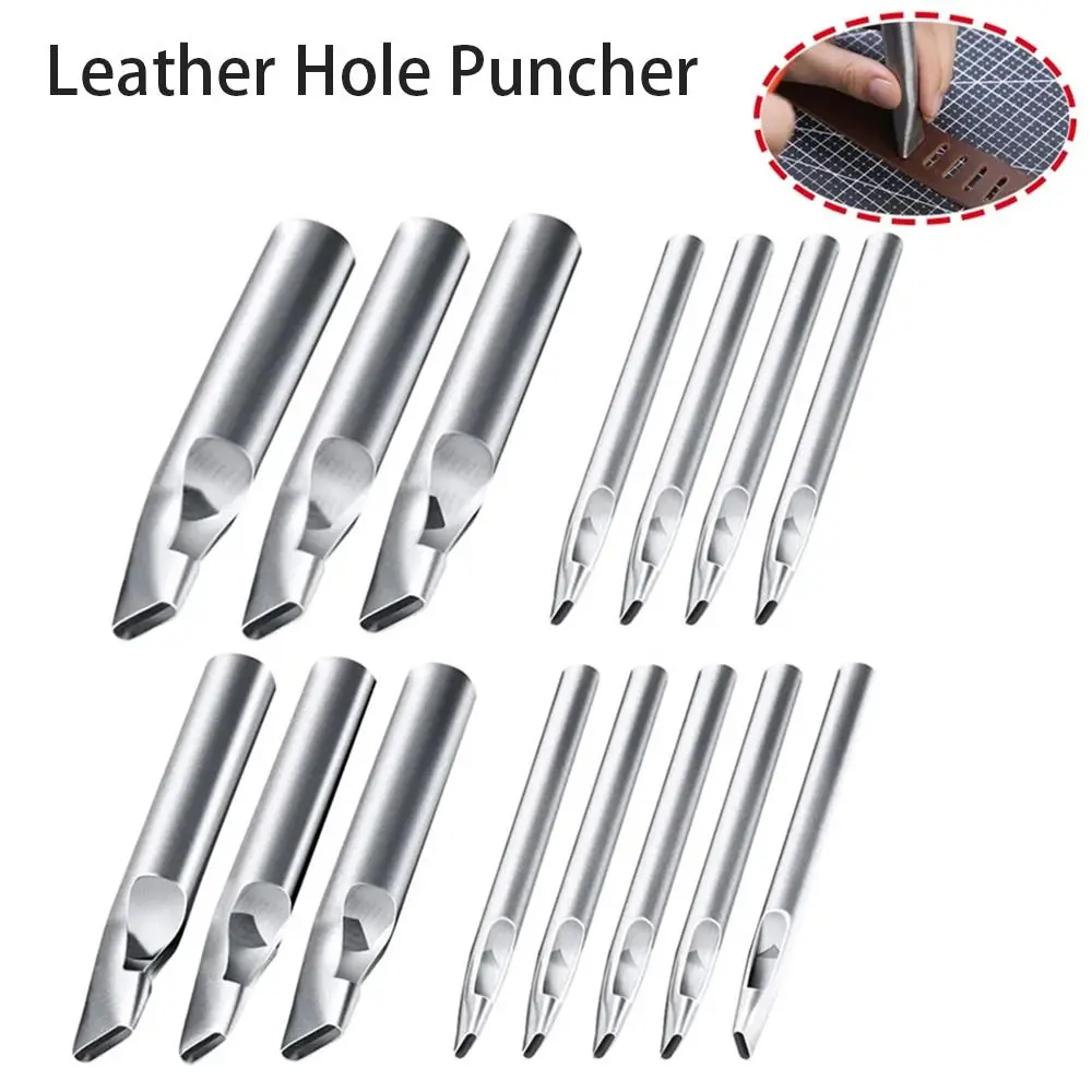 1Pcs Hole Puncher Set Leather Oval Hole Punch Steel Craft Hollow Hole Punch Leather Tools Leather Belt Hole Punch DIY Tools