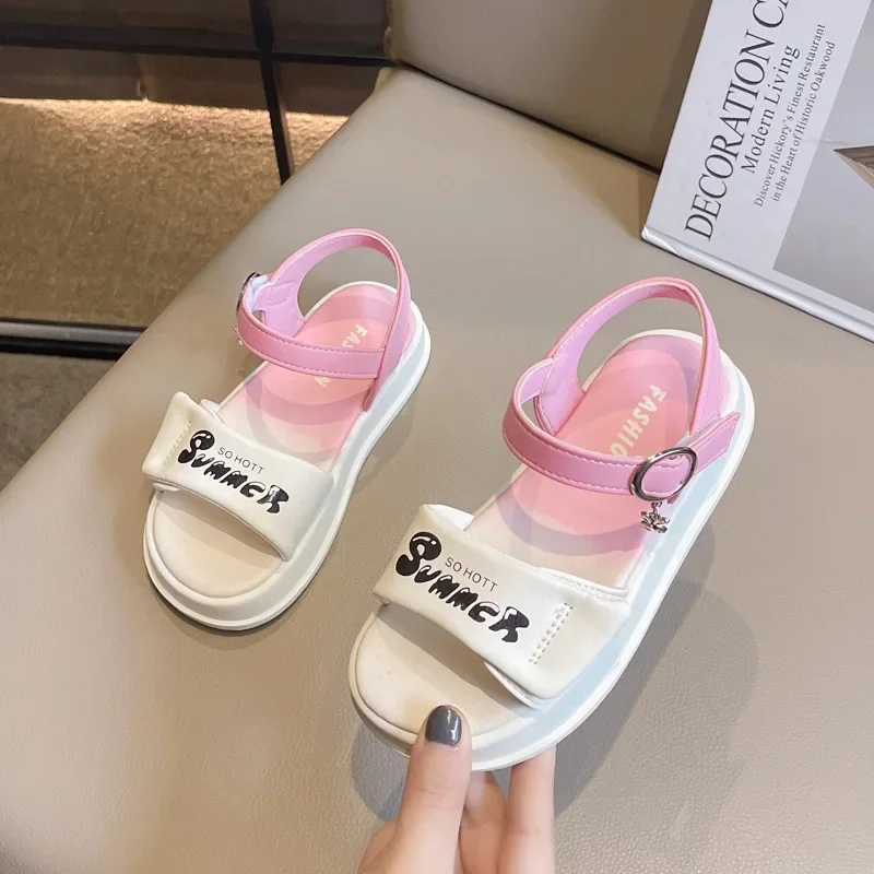 

Children's Sandals Girl Summer Thick Bottom Princess Causal Open-toe Sandals Fashion Kid School Beach Sandals Non-slip Versatile