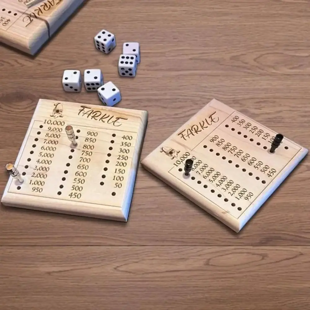 Exercise Patience Wooden Crap Out Dice Score Board Square Funny Farkle Dice Tray Round Score Pad Dice Board Game