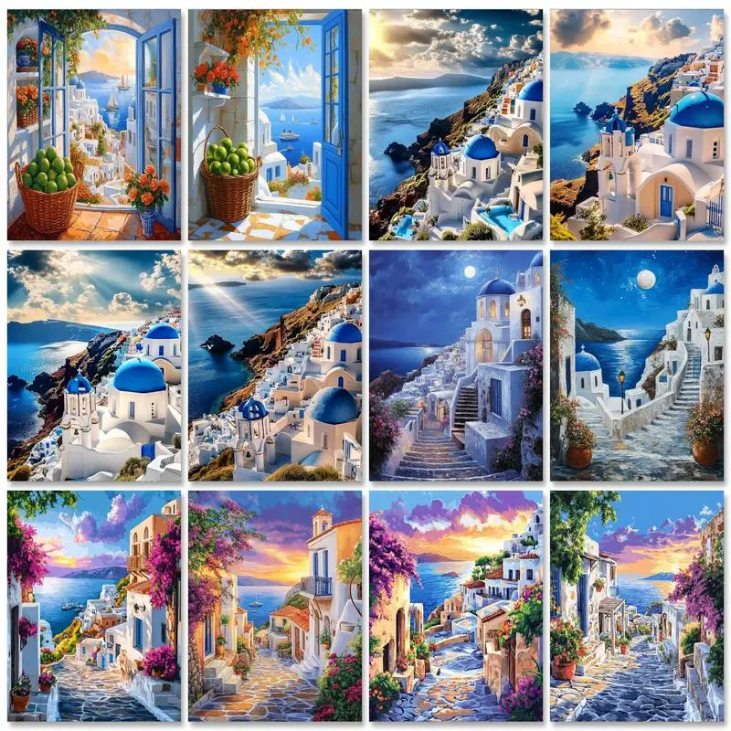 

GATYZTORY Diamond Painting City Cross Stitch Diamond Embroidery Wall Art Landscape Mosaic Kit Handicraft Diy Gift