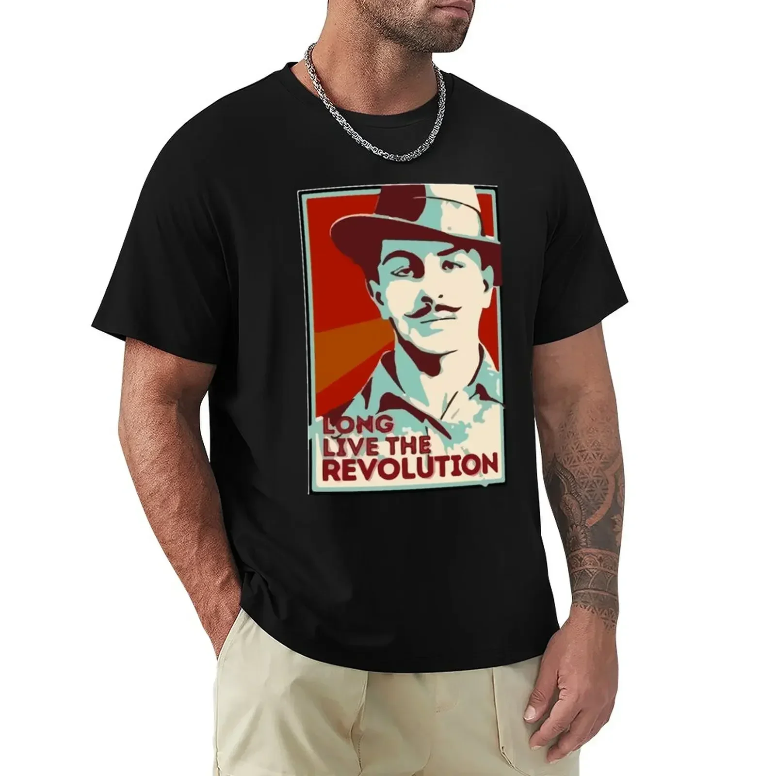 Korean fashion vintage clothes anime clothes for men harajuku oversized graphic COTTON Shaheed Bhagat Singh Revolution T-Shirt