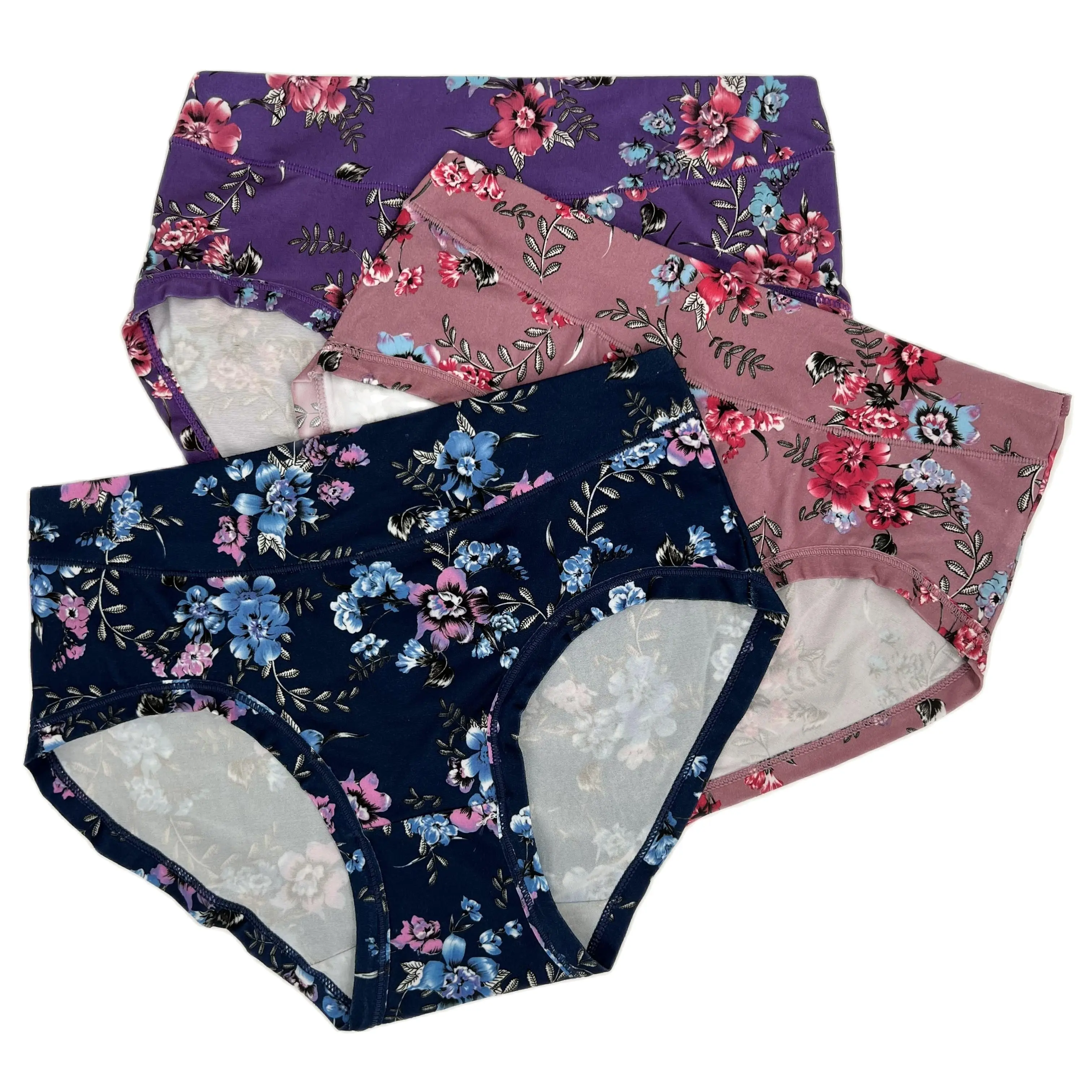 

Women's Panties With Floral Print,Large Size Woman Underwear Panti,Bamboo Female Panties,Oversized Briefs,Medium Waist Innerwear