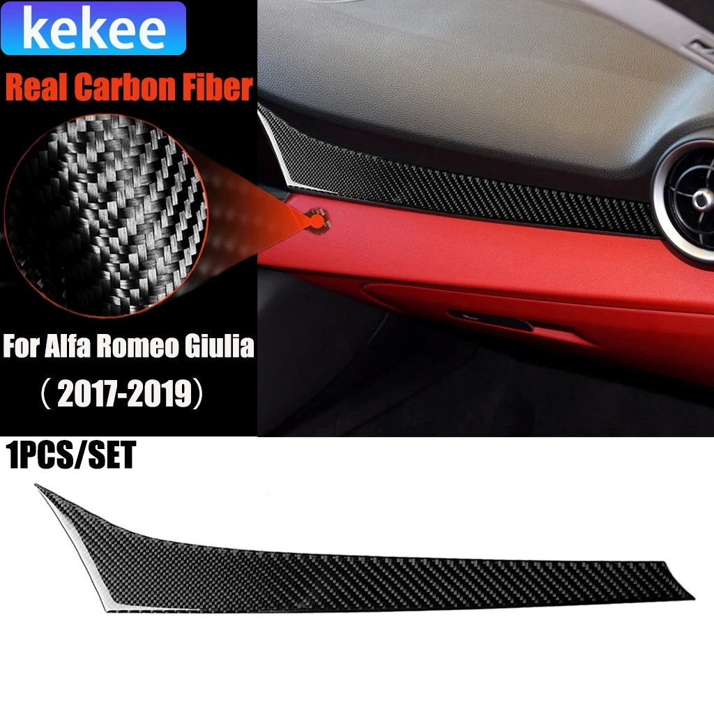

Carbon Fiber Car Accessories Co-pilot Dashboard Panel Modified Interior Trim Cover Soft Sticker For Alfa Romeo Giulia 2017-2019