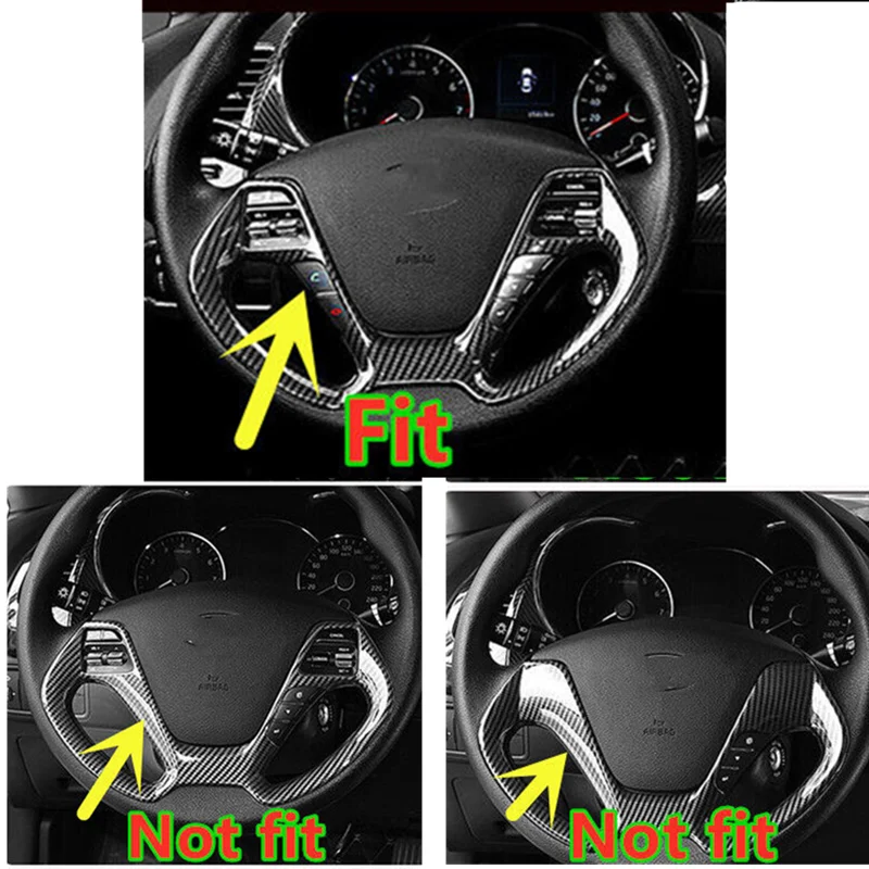 ABS Carbon Fiber Steering Wheel Button Cover Trim Fit For Kia Forte/K3 DX 20142015 2016 2017 2018