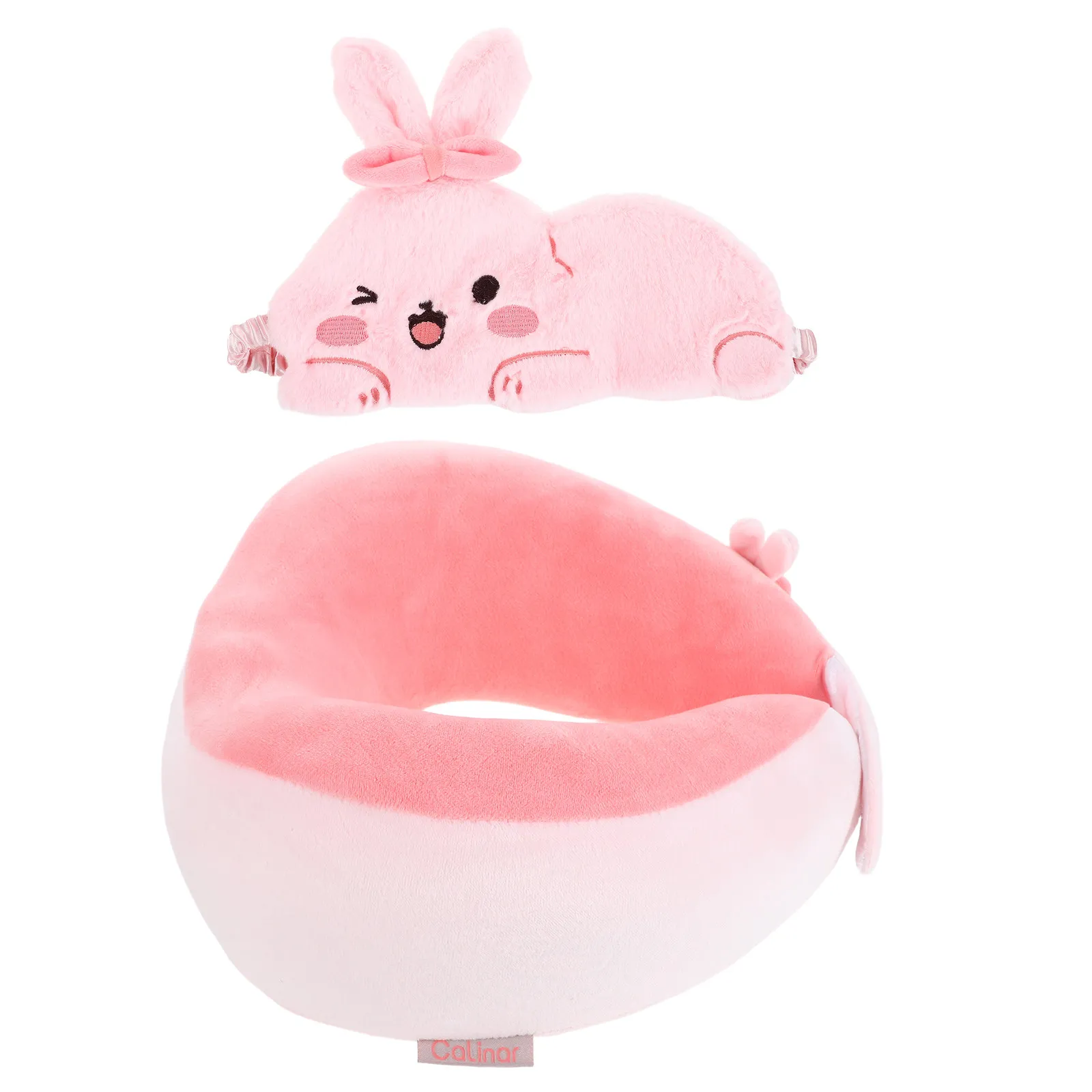 

1Set U-Shaped Neck Pillow Rabbit Eye Mask Comfortable Travel Airplane Car Office Nap Sleep Essentials Travel Neck Pillow