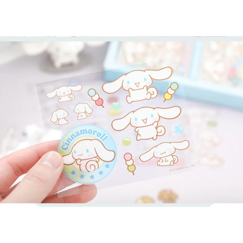 50PCS Sanrio PET Stickers Hello Kitty Kuromi Booklet Water Cup Decoration Waterproof Transparent Sticker Gift Box Children Gift