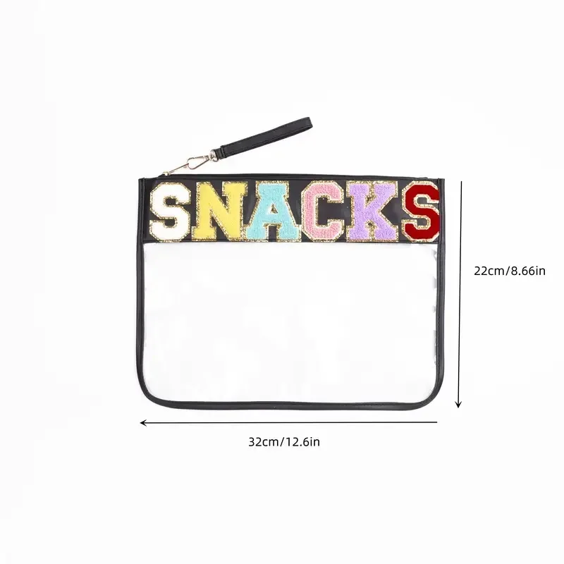 

PVC Large Capacity Storage Bag Clear Cosmetic Pouch Snack Letter Travel Makeup Bag for Women Girls White
