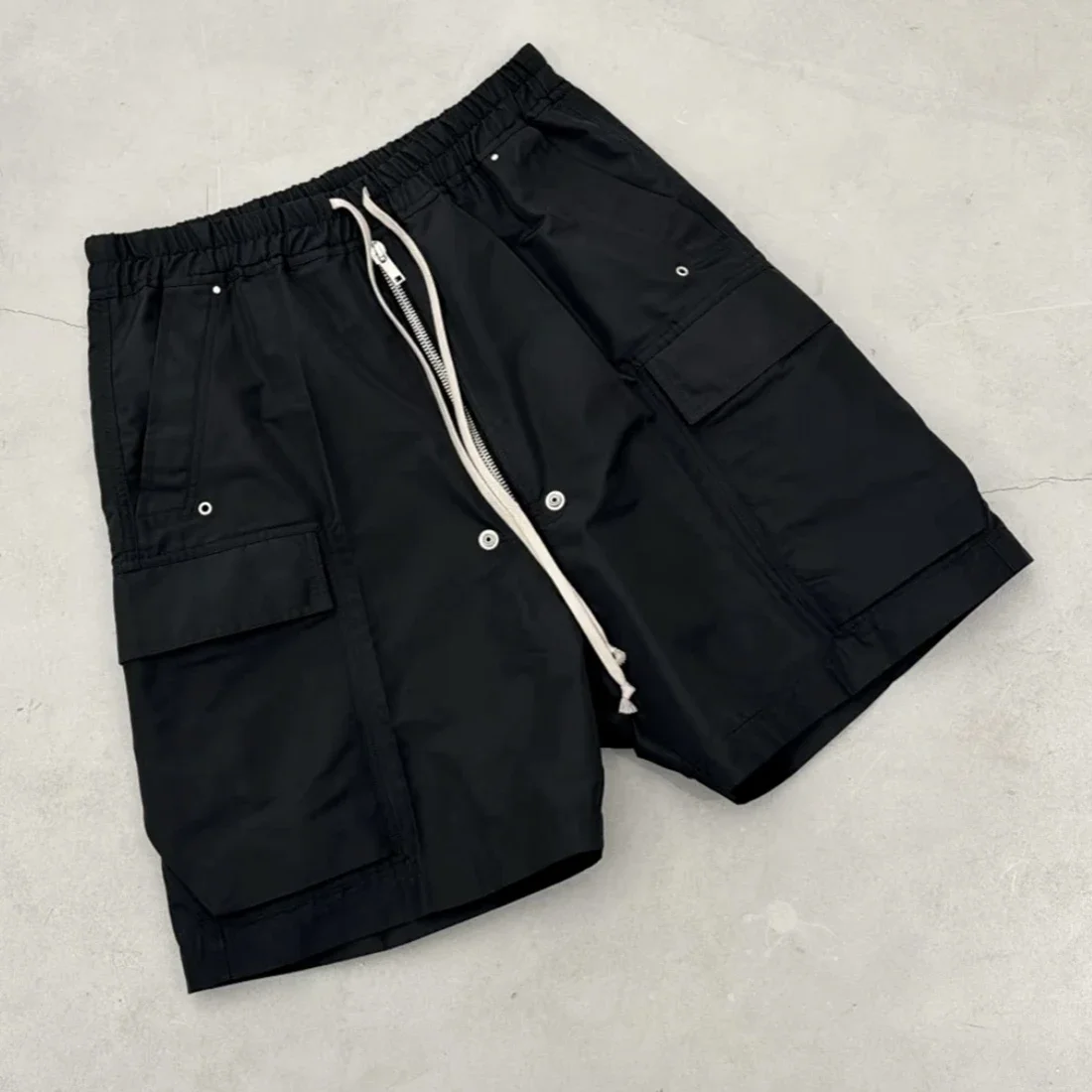 

RO Zipper Nylon multi pocket workwear shorts Men Women Drawstring Shorts