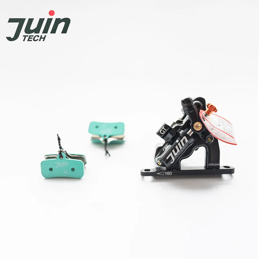 Juin Tech GT-F Line Pull Hydraulic Disc Brake caliper Road Disc CX Gravel 160mm GT F 4 Piston Flat mount  Black Silver Red