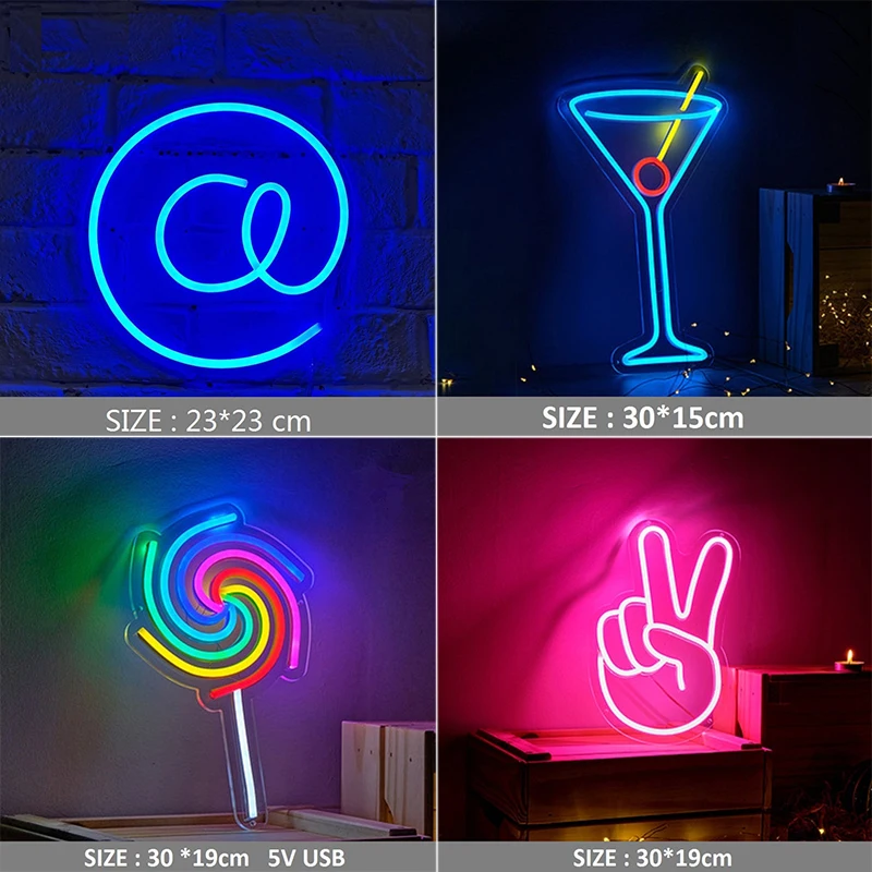 Backboard Led Neon Sign Light for Bar Restaurant Hanging Wall Decor USB Rainbow Martini Bar Ornament Night Light Sign Custom