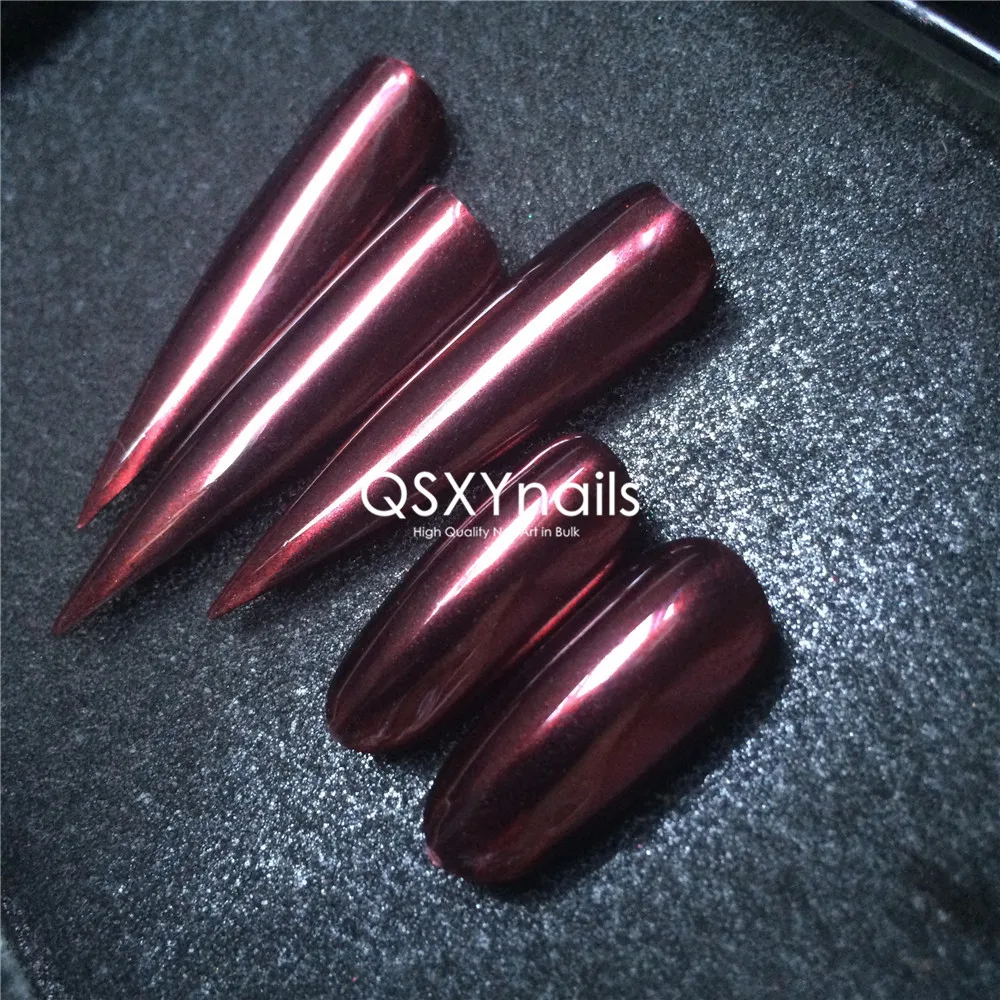 0.5g Qualily Dull-red Chrome Mirror Powder Nail Smooth Rubbing Pigment Dark Red Glitter for Gel Polish Nail Art Manicure