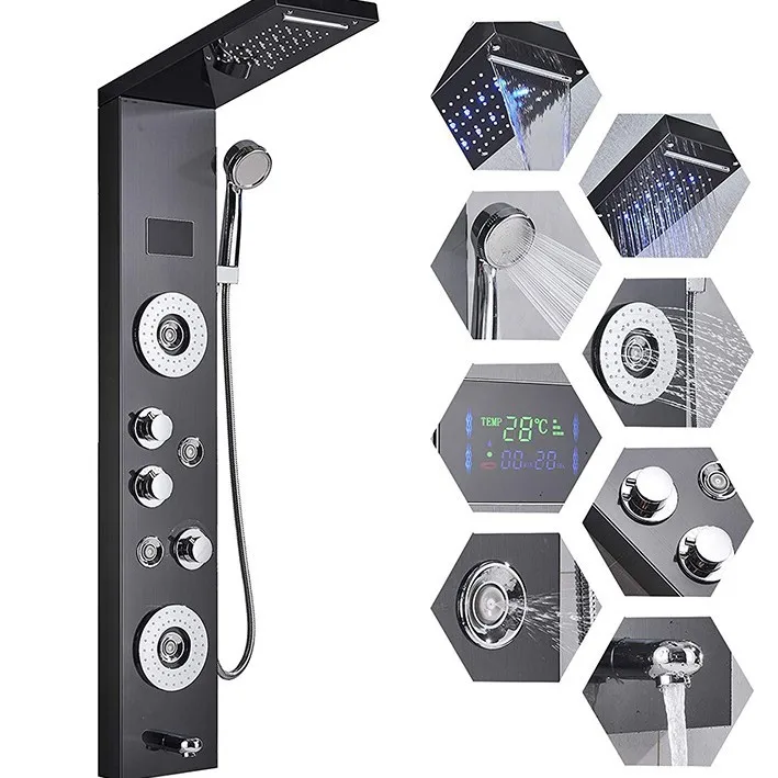Stainless Steel European Wall‑Mounted Smart Thermostatic Multifunctional Shower System for Home Bathroom