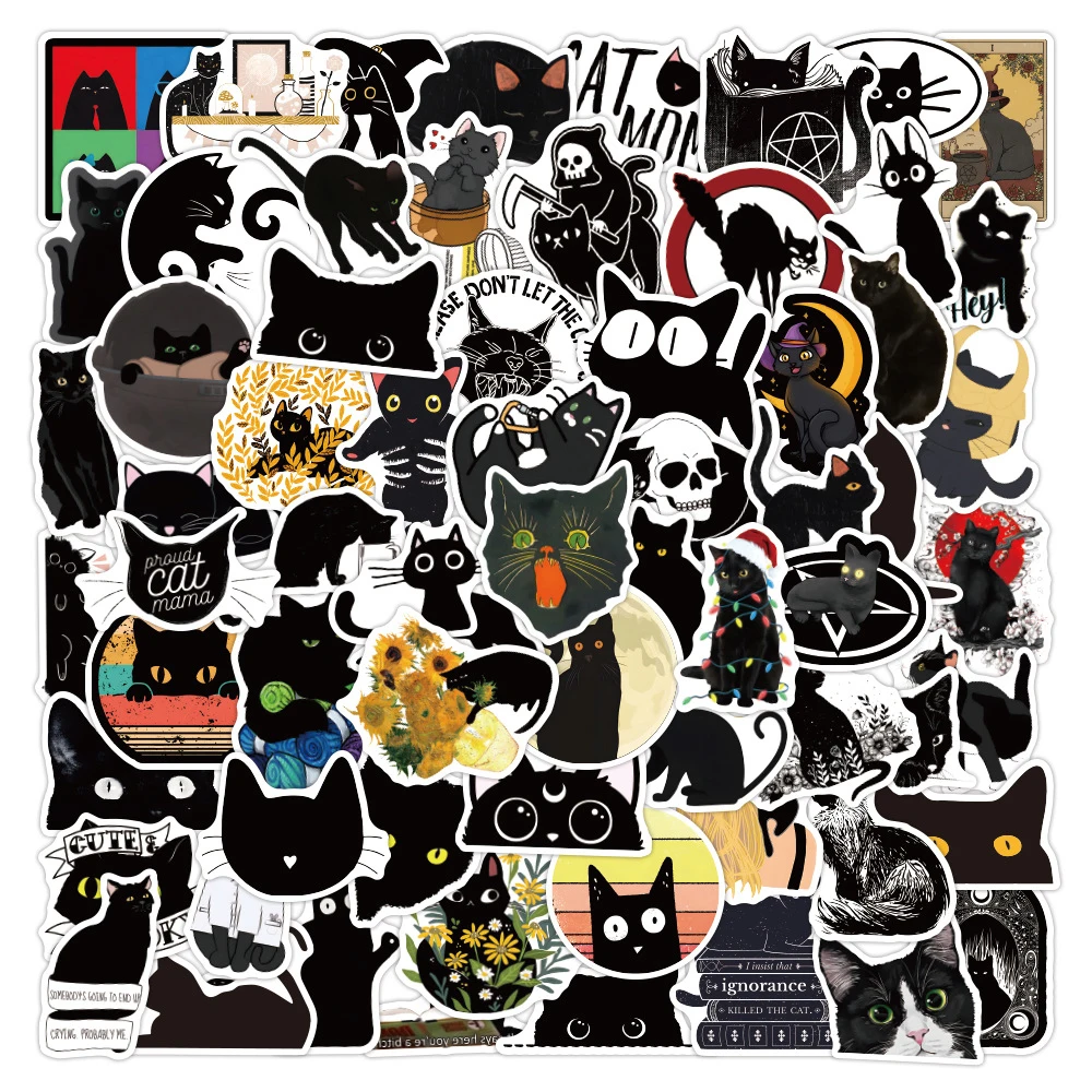 50/100pcs Cute Animal Cats Stickers Aesthetic Cartoon Decals DIY Scrapbook Laptop Phone Case Funny Kawaii Sticker for Kids Girls