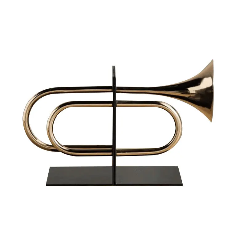 Modern creative golden horn melody book file ornament model room living room study cabinet exhibition hall display decoration