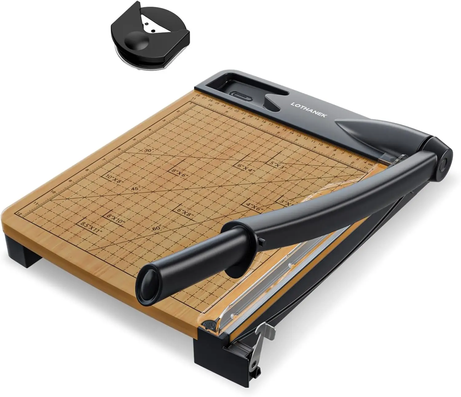 

12 Inch Heavy Duty Wood Guillotine Paper Cutter with 12-16 Sheets Capacity for Crafting, Cardstock, and Art Projects