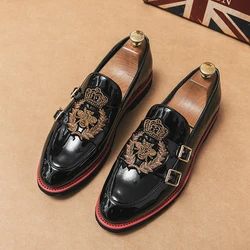 New Fashion Men Shoes Black Spliced Embroidery High Quality Lefu Shoes Casual Business Comfort Shoes 38-48 Men Shoes