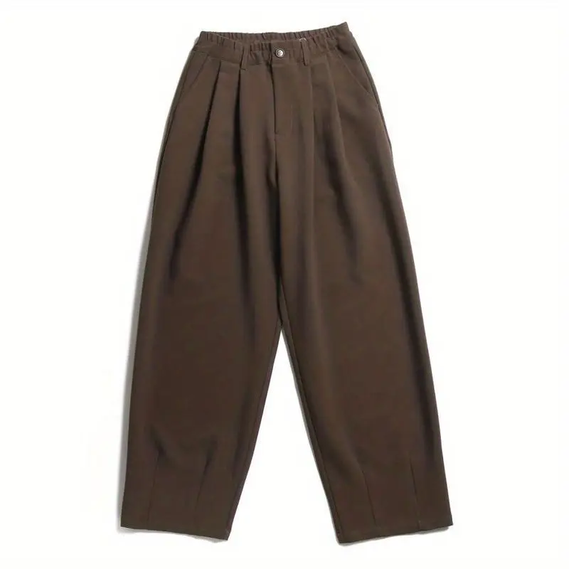 Japanese retro vertical straight tube coffee colored men's and women's trousers spring/autumn style wide legs loose casual pants