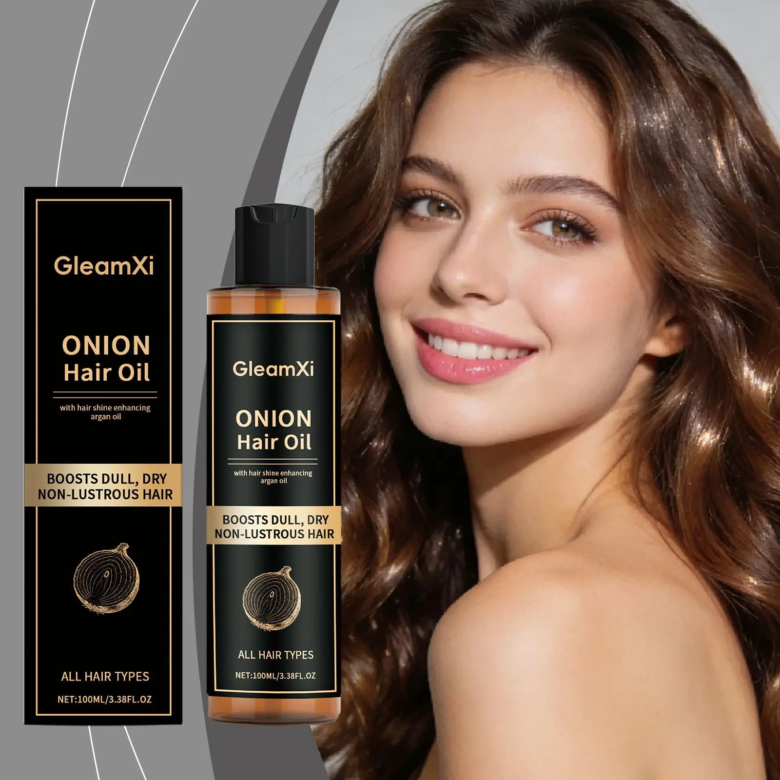 

Onion Brightening Hair Oil - Natural Volume, Smooth and Shiny Hair Care for Frizzy Hair