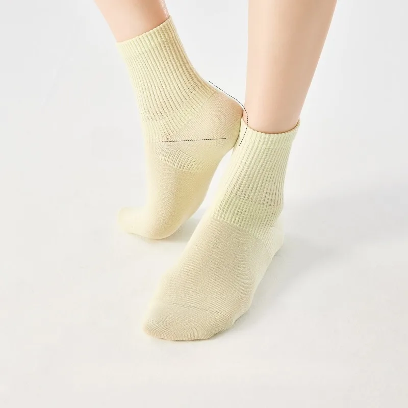 1 par de meias de algodão femininas meias de comprimento médio primavera e verão cor sólida ângulo fino meias de ângulo reto de alta qualidade atacado