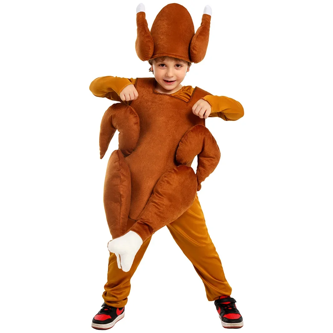 New Thanksgiving Roasted Turkey Costume for Kids Child Cartoon Animal Stage Performance Costumes Halloween Cosplay 3-Piece Set