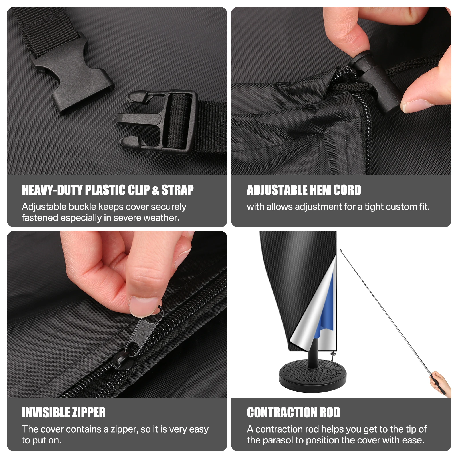 Funda sombrilla exterior impermeable Oxford 210D con varilla - imagen 2