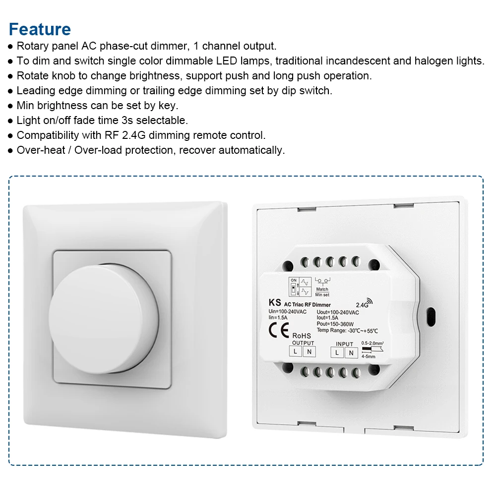 LED Dimmer Switch 110V 220V AC Triac LED Dimer 230 Volts Dimmer 1 to 4 Zone RF Wireless Remote Control for Bulb Light Lamp KS