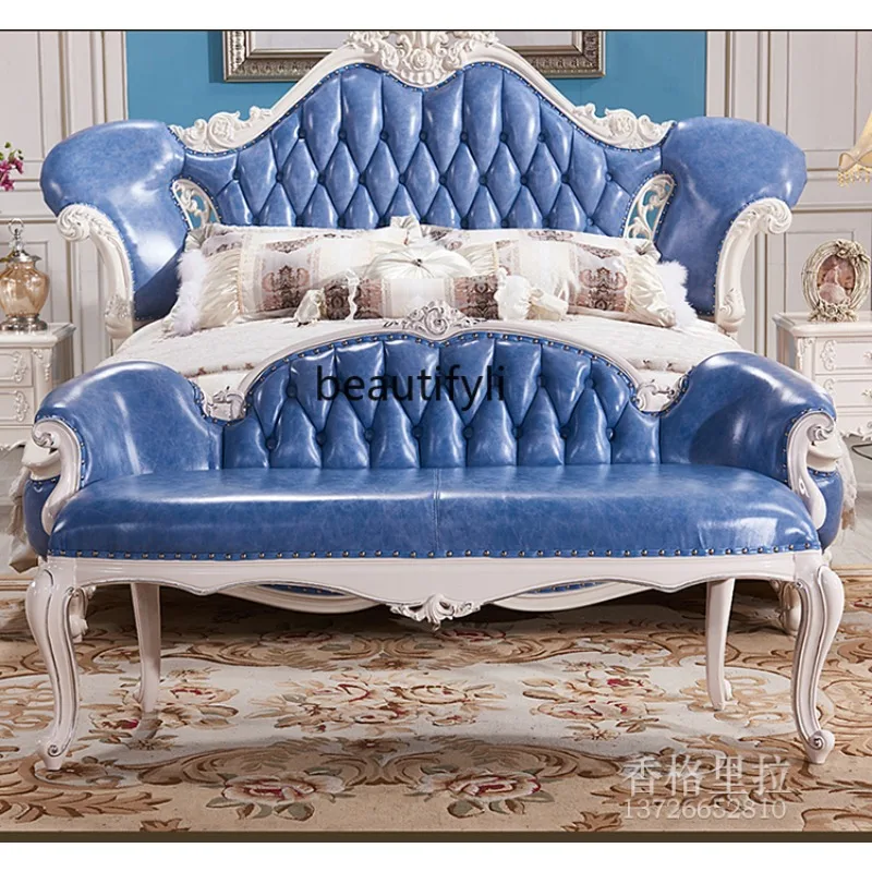 

European leather bedside stool bedroom sofa stool American retro bedside stool