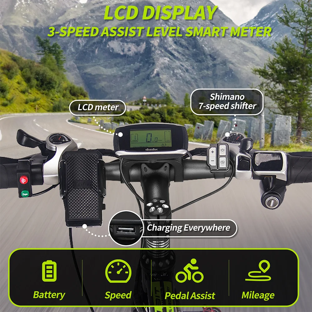 Mountain Ebike Bicycle For Adults 48V 1000W Powerful Electric Bike 28-30Miles Range 26'' Fat Tire Snow Electric Bicycle Bike