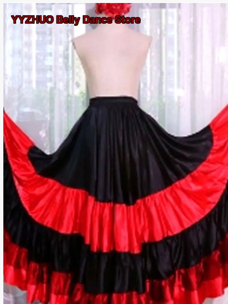 Falda de círculo para danza del vientre para mujer adulta, estilo flamenco, estilo torero español, falda de gran vuelo