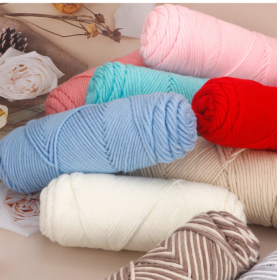 1Pcs/100g Cotton Select Yarn，Light Worsted Thick Yarn for Knitting Baby Wool Crochet Scarfcoat Sweater Weave Thread