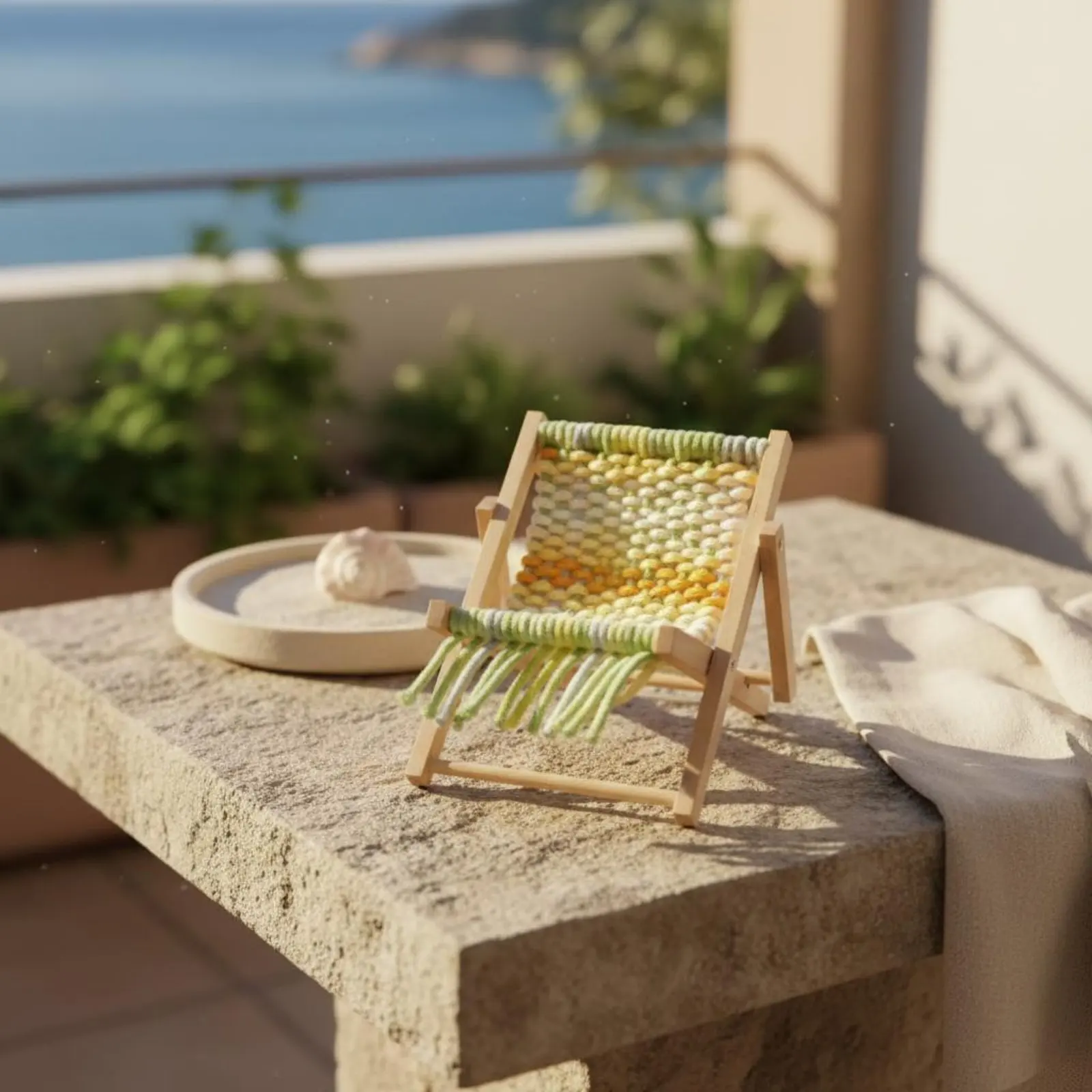 Wooden Phone Holder Craft Kit DIY Mini Beach Chair Phone Stand Wooden Beach Chair Stand Creative Gift Mobile Accessory Handmade view 2