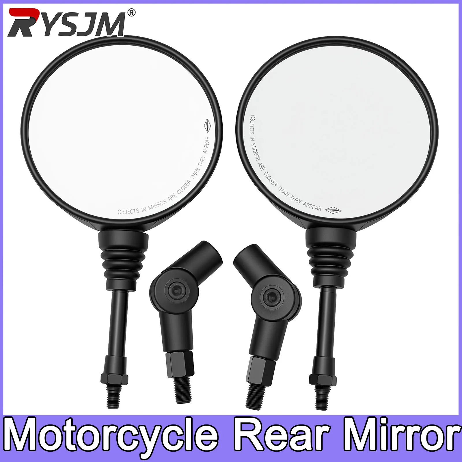 Espelho retrovisor para motocicleta, preto, universal, 10mm, espelho lateral, para honda, scooter, e-bike, espelho redondo