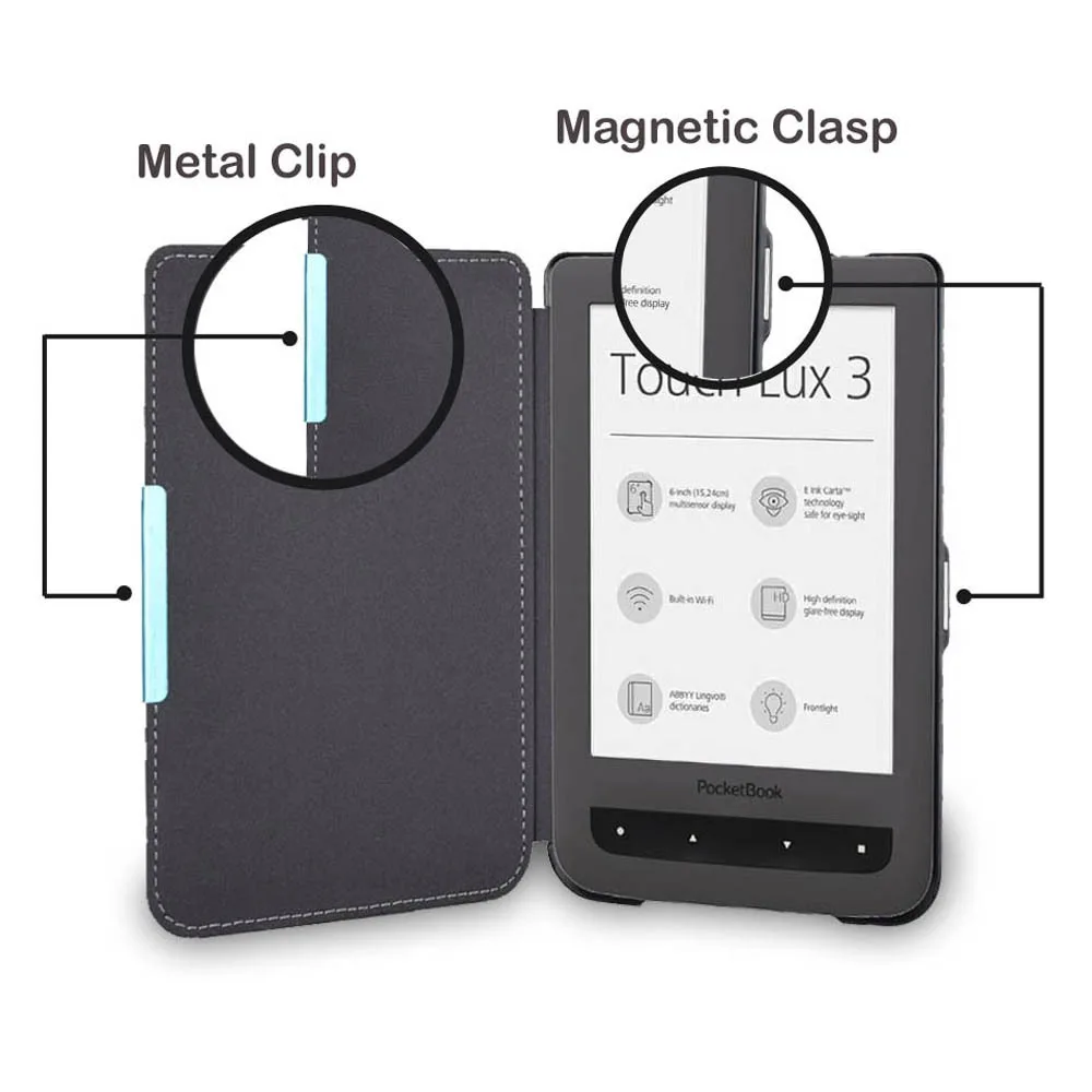 Adequado para Pocketbook614/615 e-book TouchLux2 capa protetora de couro capa protetora magnética