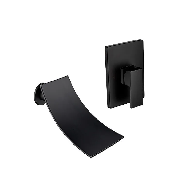 Black concealed hot and cold faucet into the wall faucet Embedded box faucet stage