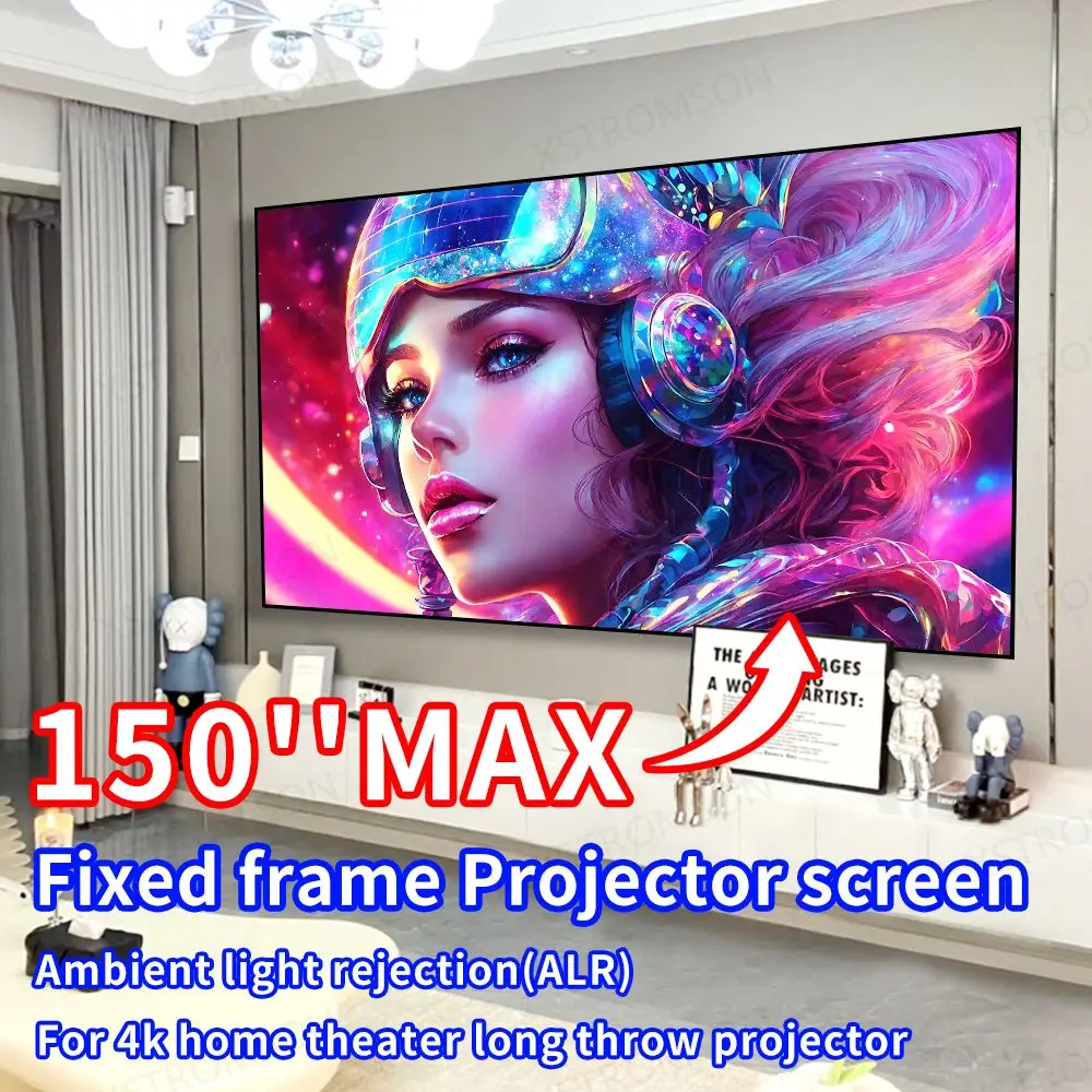 

New Launch Black Diamond ALR Projection Screen Ambient Light Rejecting Fixed Frame 1CM Ultra Narrow Bezel CLR 4K 8K HD Projector