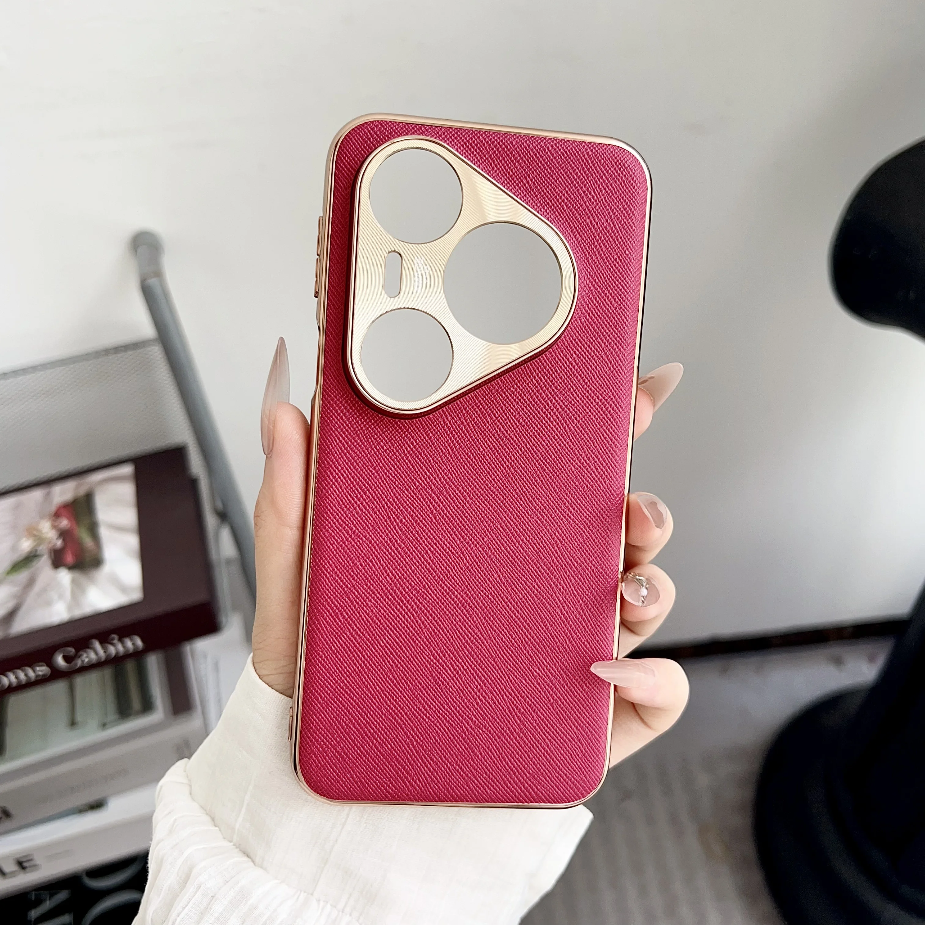 

Противоударный матовый кожаный чехол с гальваническим покрытием для Huawei Pura 80 Pro 70 Ultra P60 Pro, тонкий защитный чехол для телефона с камерой Funda