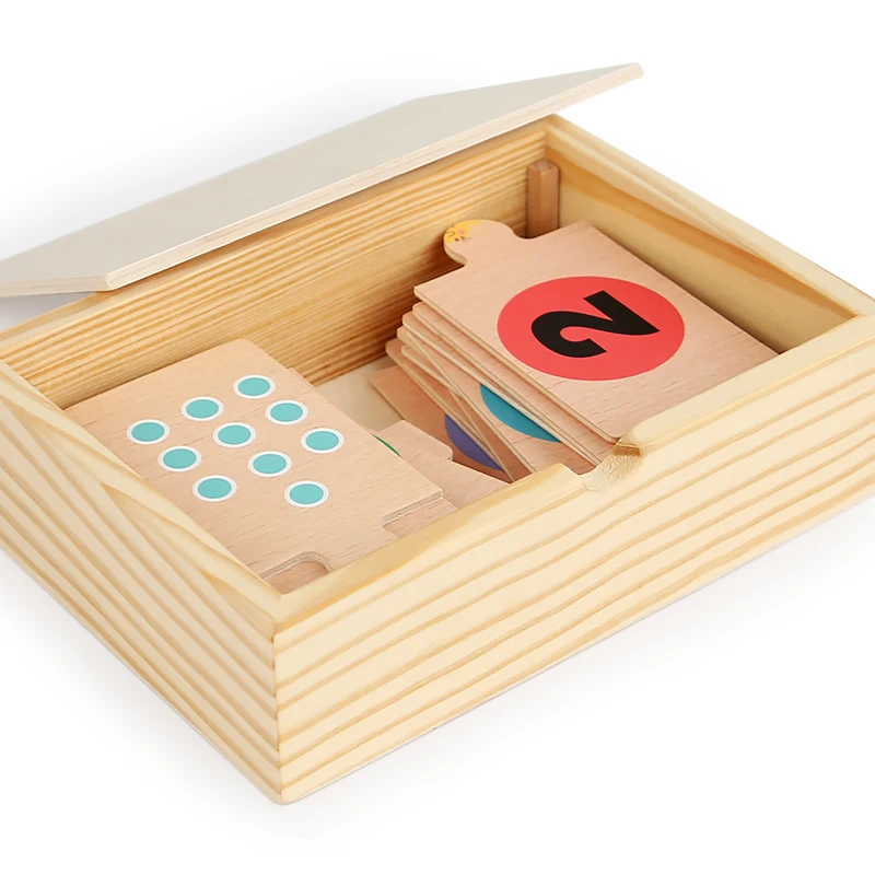 Montessori Holz Anzahl Passenden Puzzle Spielzeug Frühe Pädagogische Digitale Muster Verdicken Blöcke Spiel für Baby Festival Geschenke Spielzeug