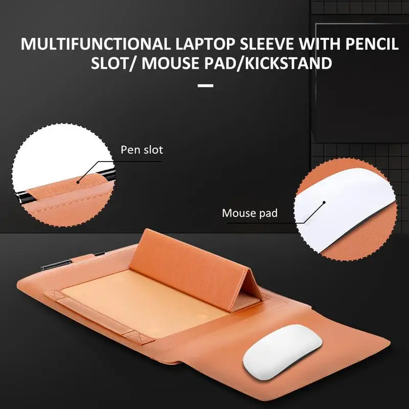 3 In1 Laptop Bag Case Air Pro PU Leather 13/1415.6 Inch Notebook Cover Laptop Sleeve Bag With Stand Mouse Pad