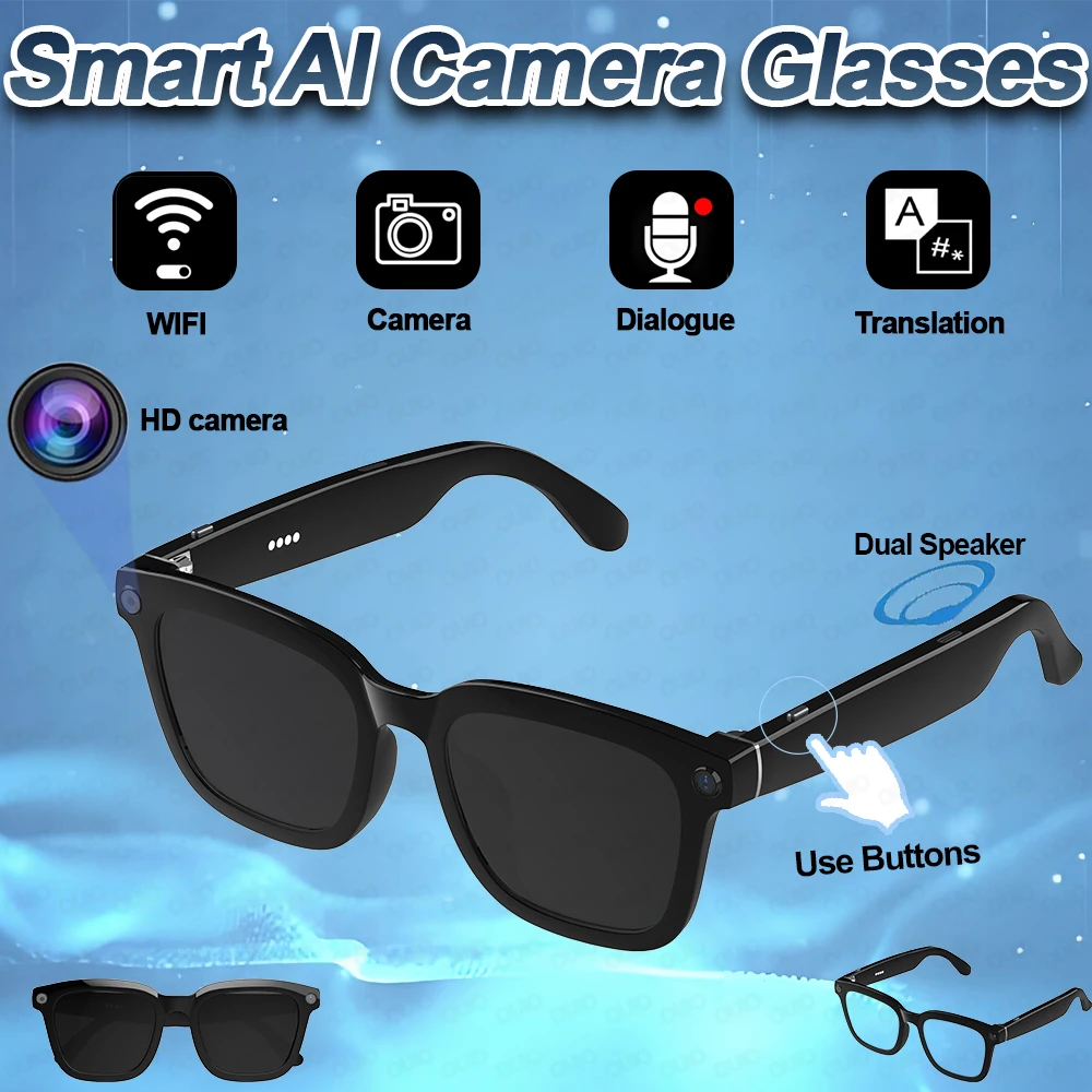 2005 New Smart Glasses HD Camera Al Voice Video/Audio Record Translation Life Waterproof Wifi Fashion Sunglasses For Women Men