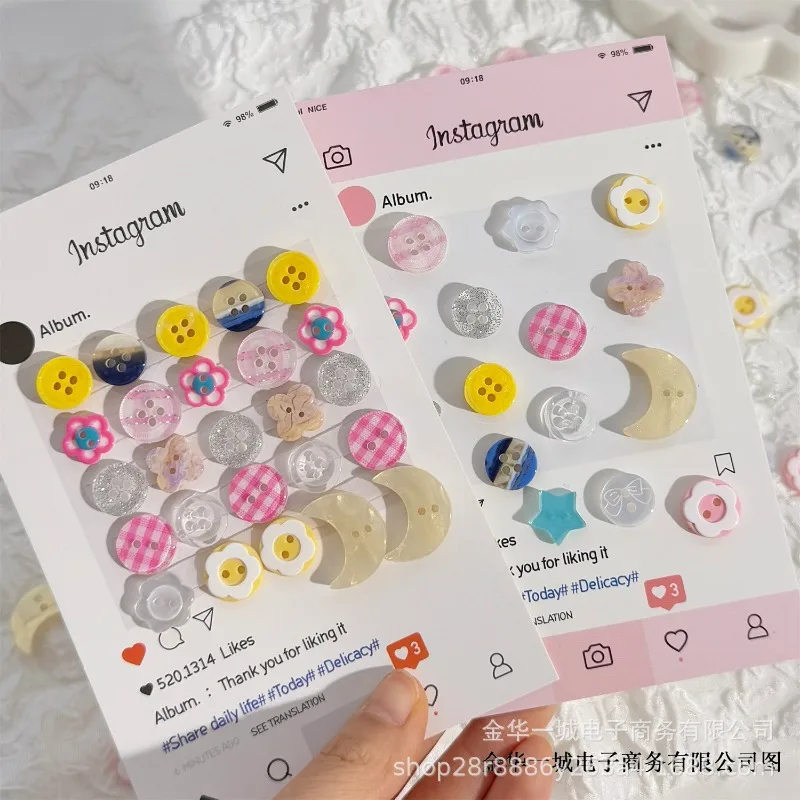 10 pçs/saco kawaii coreano ins estilo diy botão creme para mão conta decoração material cabelo hoop decoração botão acessórios