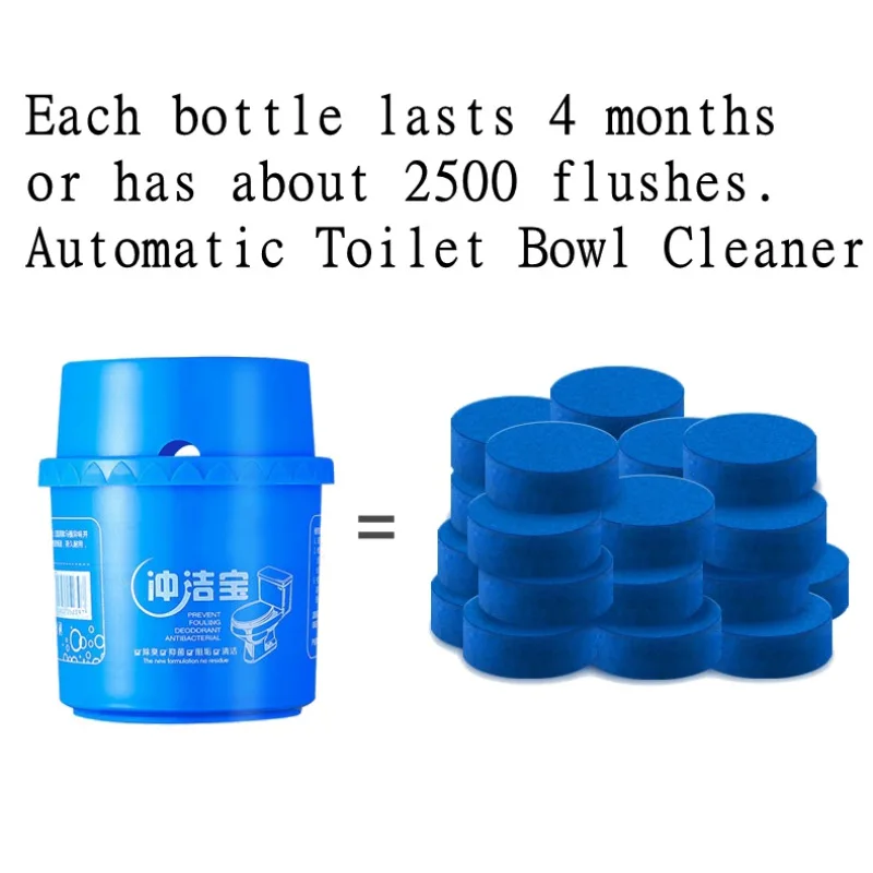 Automatic Toilet Bowl Cleaner Stain Remover Flush Bottled Helper Blue Bubble 2500 Times Fiushes Bathroom Cistern Amazing