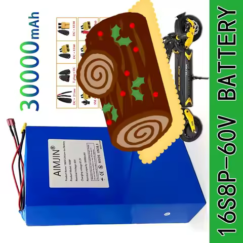 60V 30000mAh High-capacity Rechargeable Battery 16S8P 18650 Lithium-ion Battery Pack 30Ah With BMS For Electric Scooter Battery