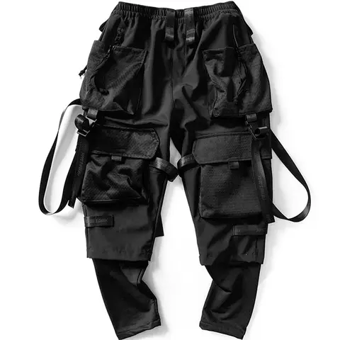 Punk Techwear Cargobyxor Stora Fickor Band Överdimensionerade Hiphop Svarta Byxor Joggingbyxor Streetwear Harajuku Lösa Harembyxor 10 best sales plus size techkläder - №1