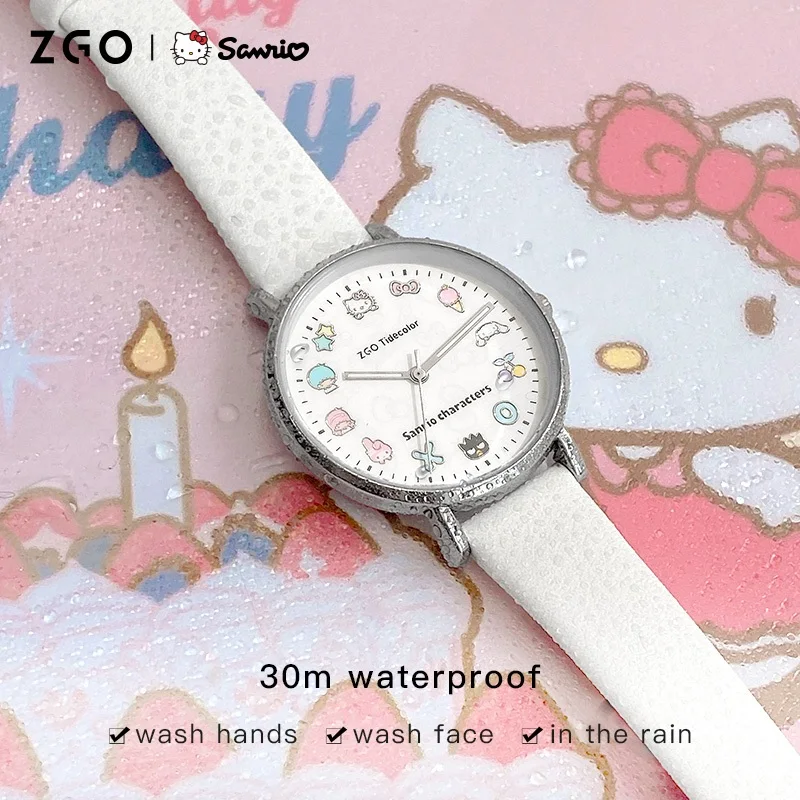 ZGO X Sanrio Hello Kitty zegarki damskie wodoodporny zegarek kwarcowy kreatywna tarcza Luminous studenckie zegarki na rękę prezent 2081